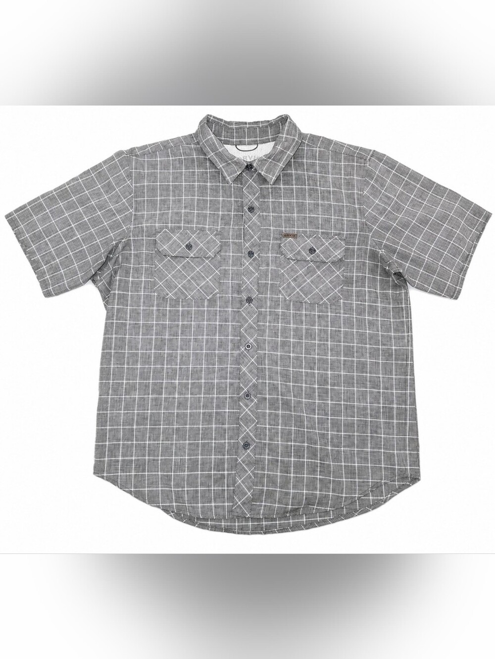 Orvis Large Short Sleeve Performance Shirt Gray Plaid Quick Dry Lightweight